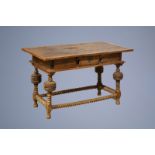 A most probably Portuguese Baroque wooden centre or library table, 17th C. and later