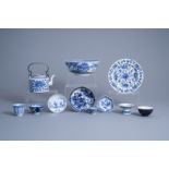 A varied collection of Chinese blue and white porcelain, 18th C. and later