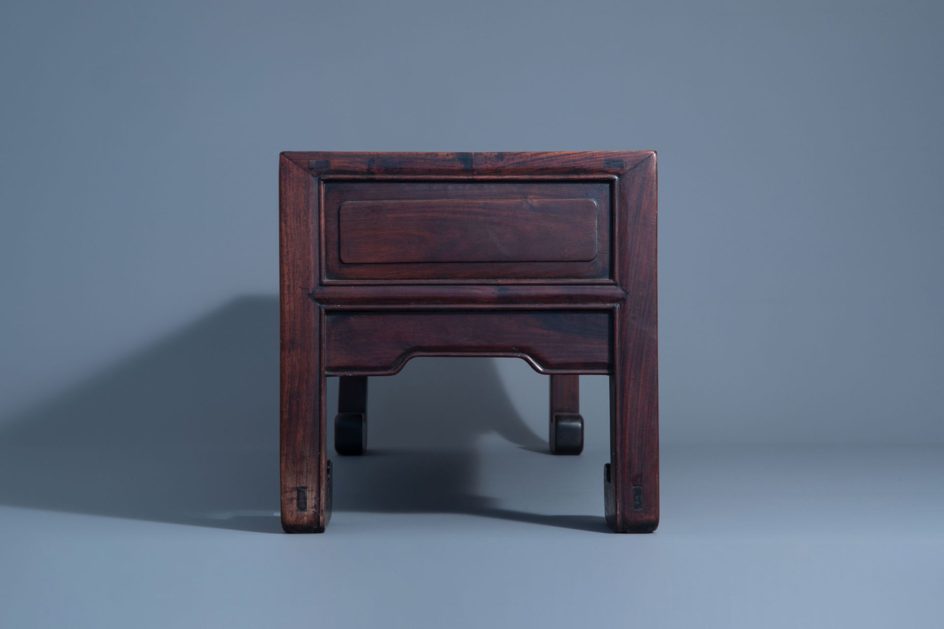 Two Chinese rectangular carved wooden tables, 19th/20th C. - Image 10 of 13