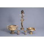 A varied collection of French gilt and silver plated bronze decorative items, a.o. a Victor Paillard