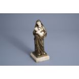 LŽon Morice (1868-1958): The Virgin and Child, chryselephantine on an onyx marble base