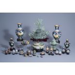 An extensive and varied collection of Chinese cloisonnŽ, a jade dragon boat and a jadeite incense bu