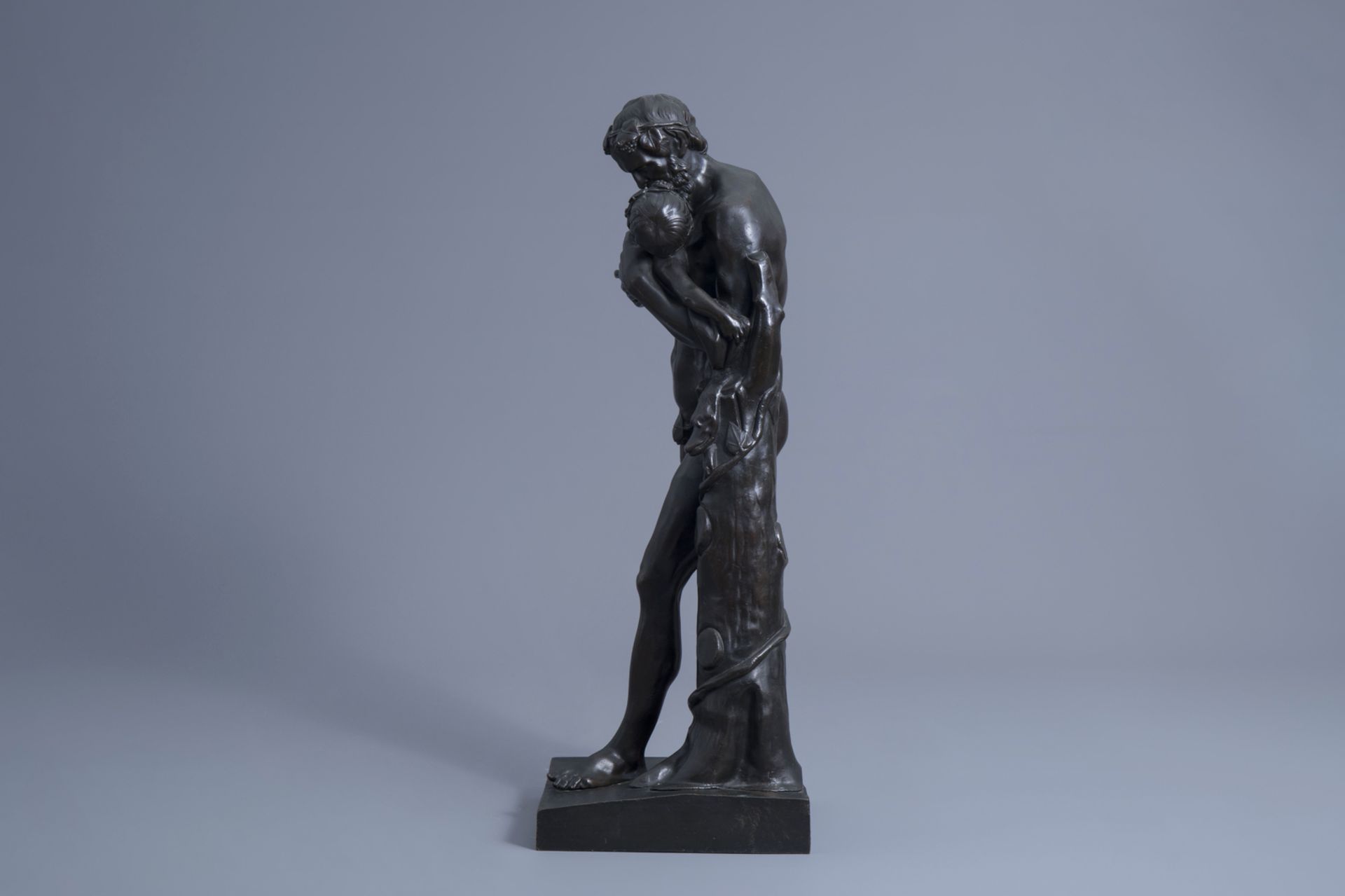 After the antiques: Silenus with the child Dionysos, patinated bronze, 19th C. - Image 5 of 7