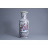 A Chinese famille rose 'court scene' vase, 19th C.