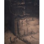 Jules De Bruycker (1870-1945): 'Weer klept de Dood over Vlaandren Land!', etching, ed. 31/80, (1916)