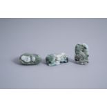 Three Chinese jadeite carvings, 19th/20th C.