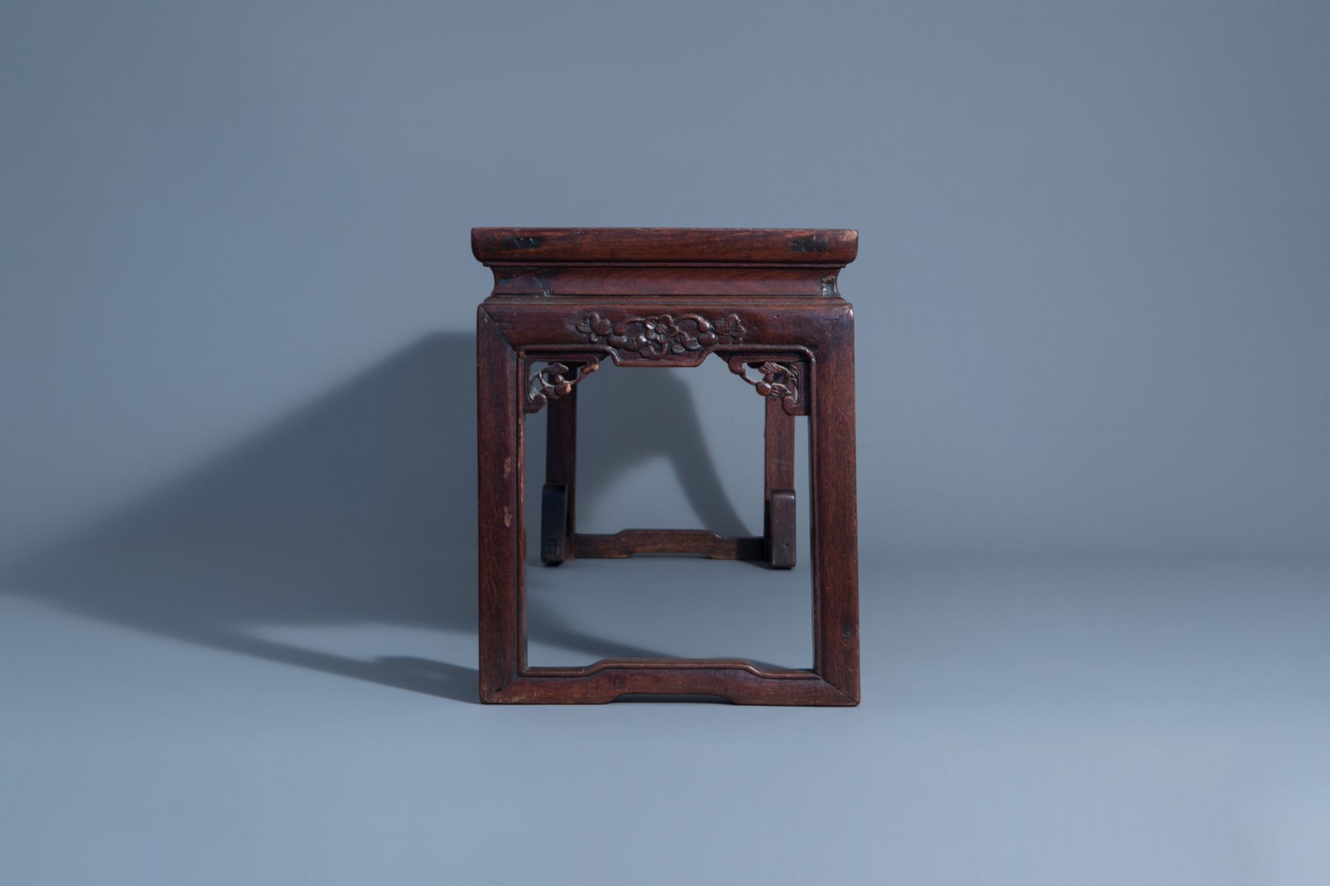 Two Chinese rectangular carved wooden tables, 19th/20th C. - Image 4 of 13