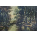 Raoul Delbove (19th/20th C.): Animated landscape, oil on board, dated 1925