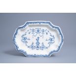 A blue and white 'BŽrain' dish, De Clerissy workshop, Moustiers, France, 18th C.