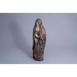 A carved and polychrome painted wooden figure of the mourning Virgin Mary, Brabant, most probably An