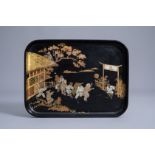 A rectangular Japanese lacquer tray, Meiji, 19th C.