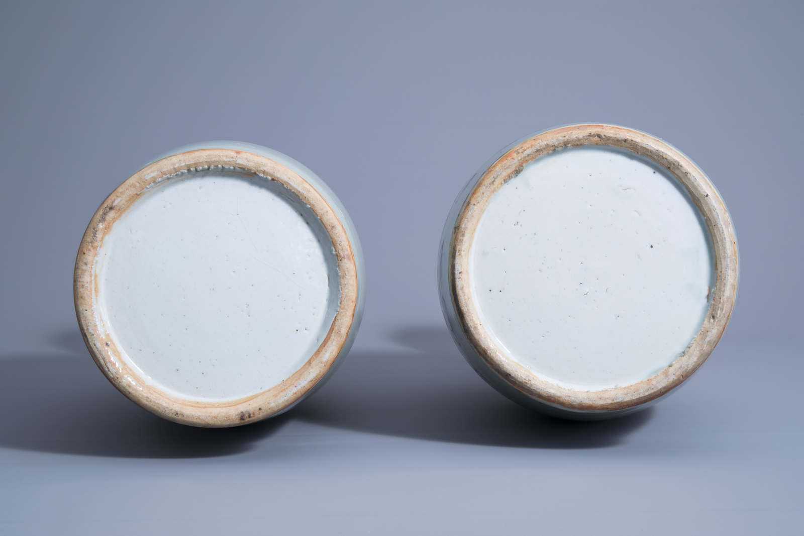 Two Chinese blue and white on celadon ground vases, 19th C. - Image 6 of 7