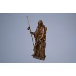 Attributed to the 'Master with the Five-pointed Star': A carved wooden group of Saint Roch with an a