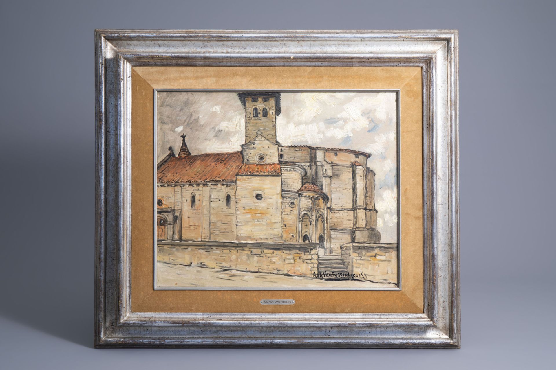 Achille van Sassenbrouck (1886-1979): The Saint-GŽraud priory in Monsempron-Libos, oil on board - Image 2 of 6