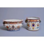 Two coolers with arms of King Louis XV of France in the Chinese export porcelain style, Samson, Pari