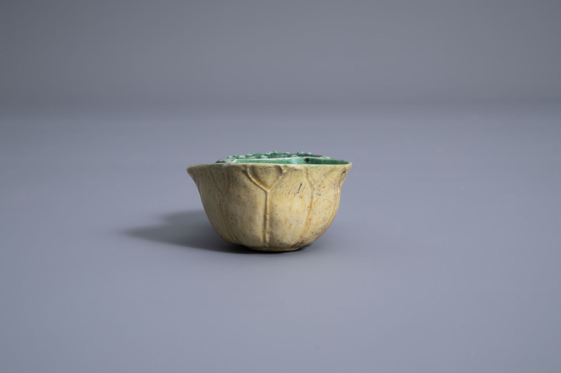A Chinese verte biscuit 'lotus' water dropper, Kangxi - Image 6 of 8