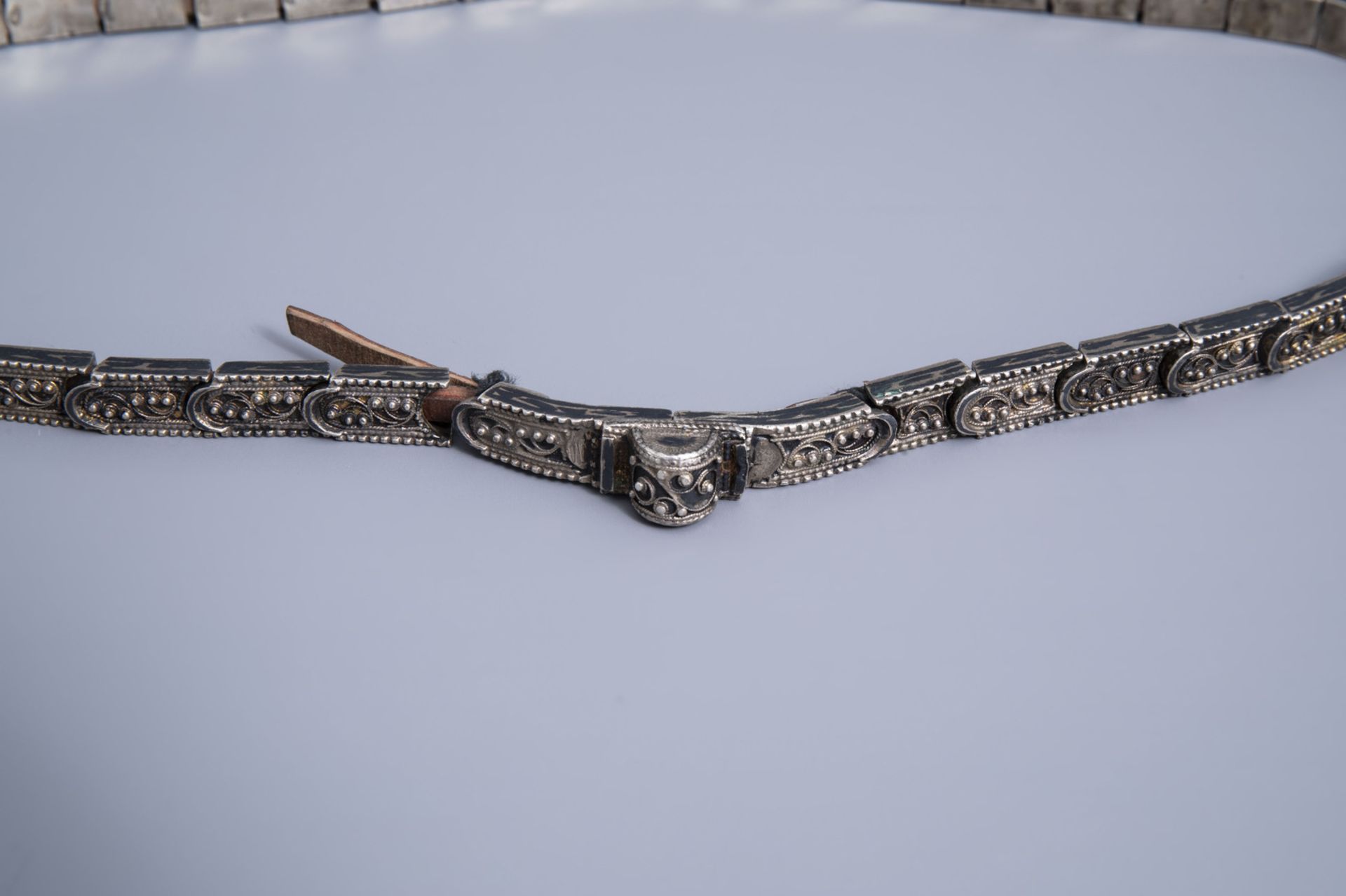 A Russian silver marriage belt, 84 zolotnik, Caucasus, first half of the 20th C. - Image 6 of 10