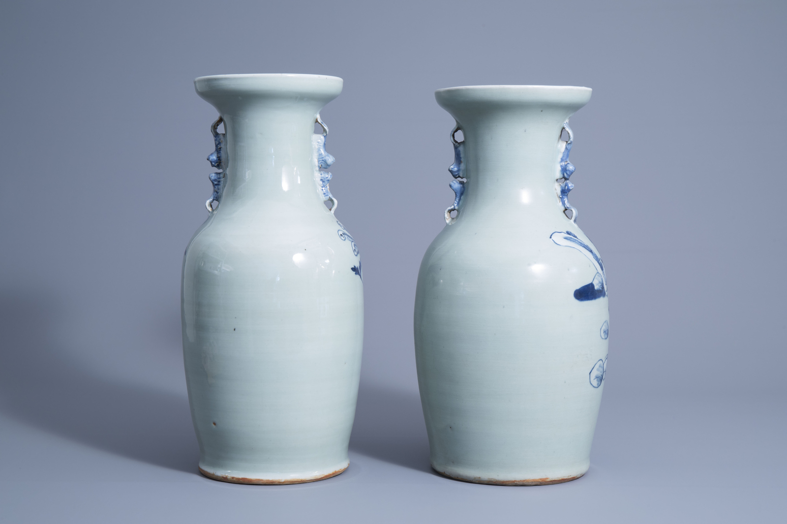 Two Chinese blue and white on celadon ground vases, 19th C. - Image 3 of 7