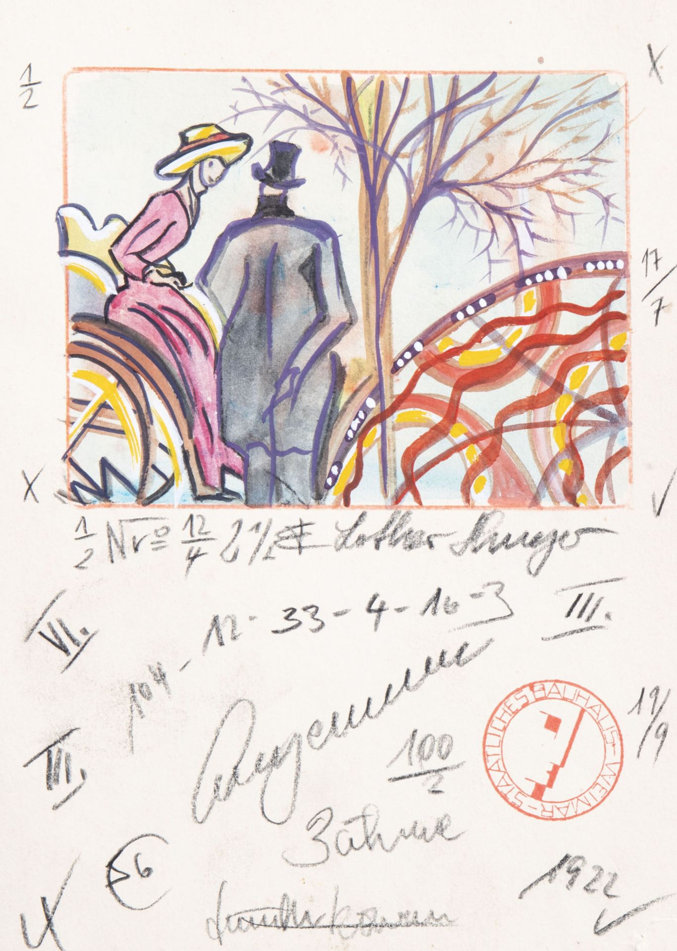 Lothar Schreyer (1886-1966): Two compositions, mixed media on paper, dated 1922 - Image 2 of 8