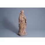 F. Moulaert (19th C.): A saint, terracotta, dated 1849