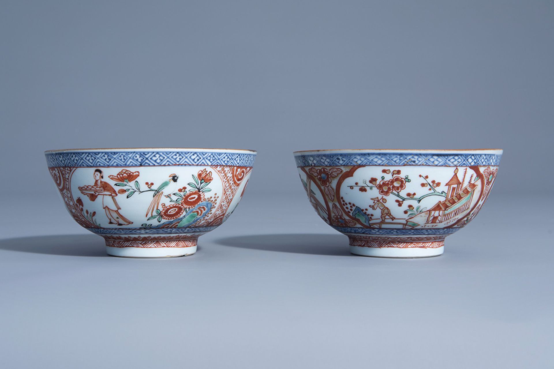 Two Dutch-decorated 'Amsterdams bont' blue and white Chinese bowls, Kangxi - Image 2 of 7
