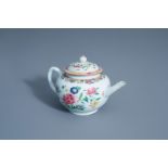 A Chinese famille rose teapot and cover with floral design, Qianlong