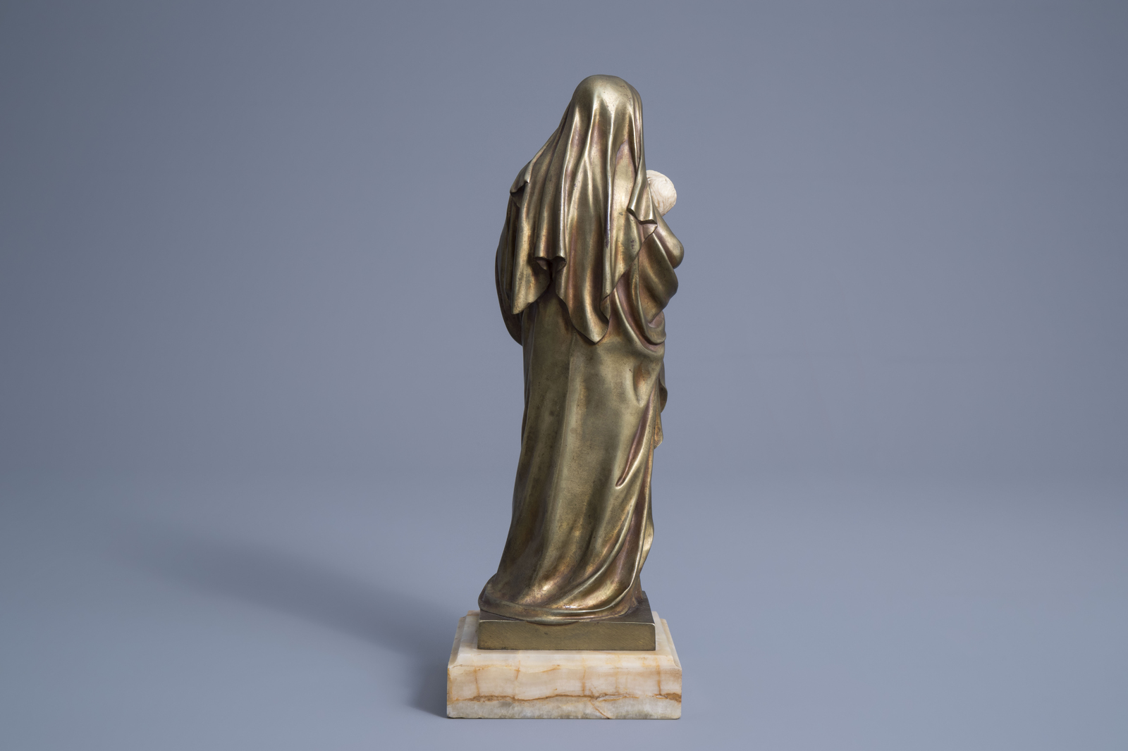 LŽon Morice (1868-1958): The Virgin and Child, chryselephantine on an onyx marble base - Image 4 of 8