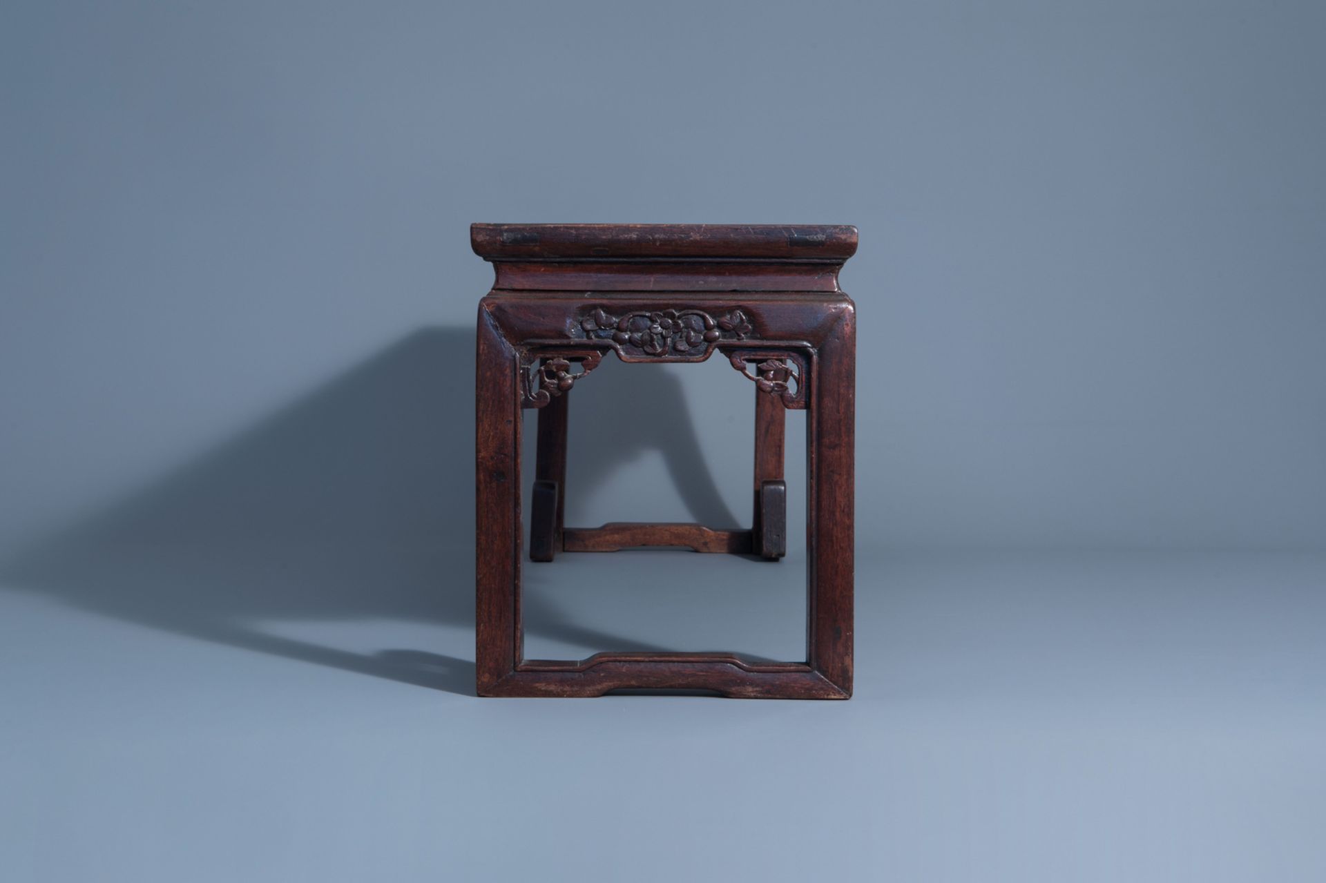 Two Chinese rectangular carved wooden tables, 19th/20th C. - Image 5 of 13