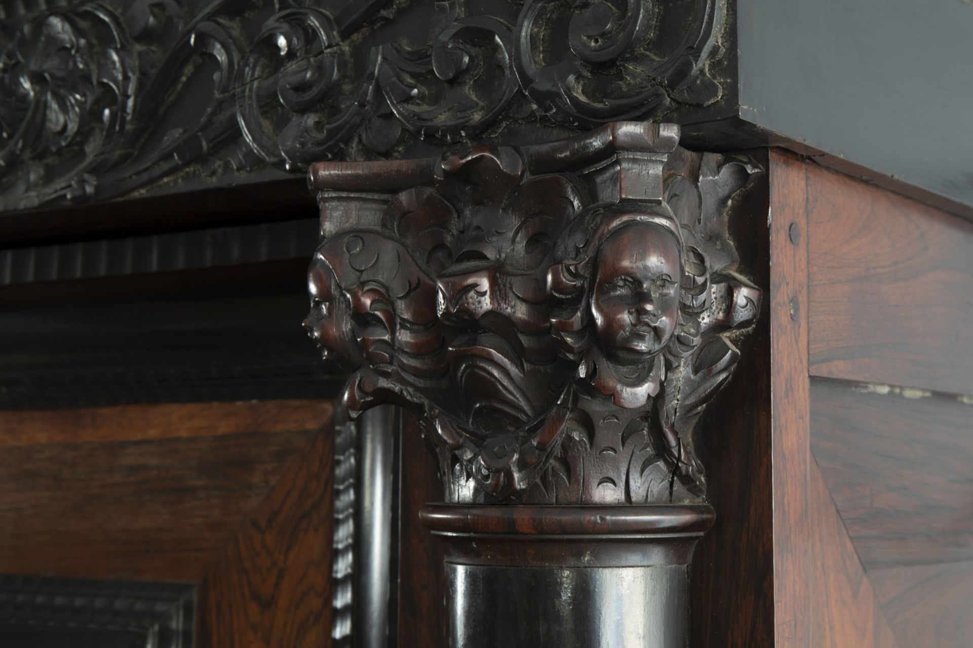 A Dutch two-door ebonized and rosewooden 'Kussenkast' cupboard, ca. 1700 - Image 5 of 10