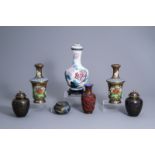 Five Chinese cloisonnŽ vases, a box and cover and a lacquer vase, 19th/20th C.