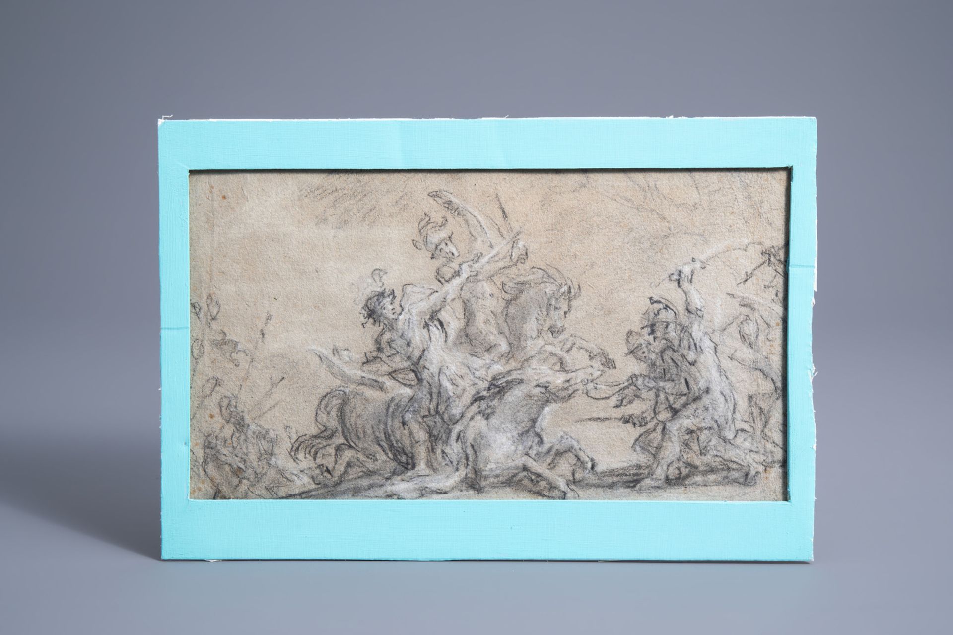 Attributed to Joseph Franois Parrocel (1704-1781): The battlefield, pencil heightened with white on - Image 2 of 4
