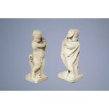 A pair of most probably French limestone garden statues depicting autumn and winter, 18th C.