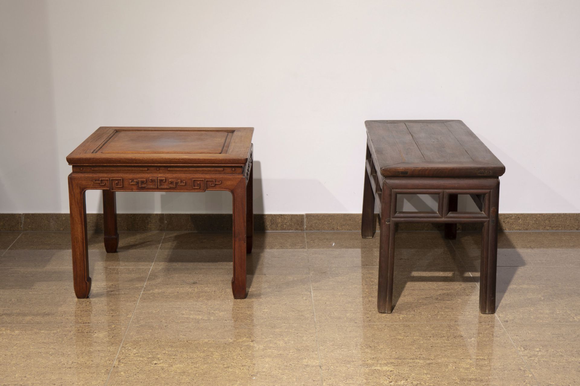 Two Chinese wooden side tables, 19th/20th C. - Image 5 of 7