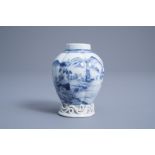 A Chinese blue and white 'Master of the Rock' tea caddy, Yongzheng