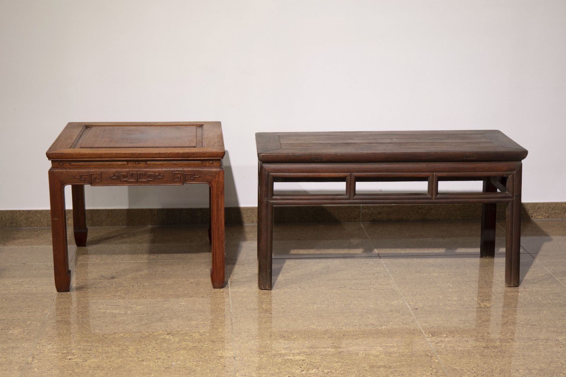Two Chinese wooden side tables, 19th/20th C. - Image 2 of 7