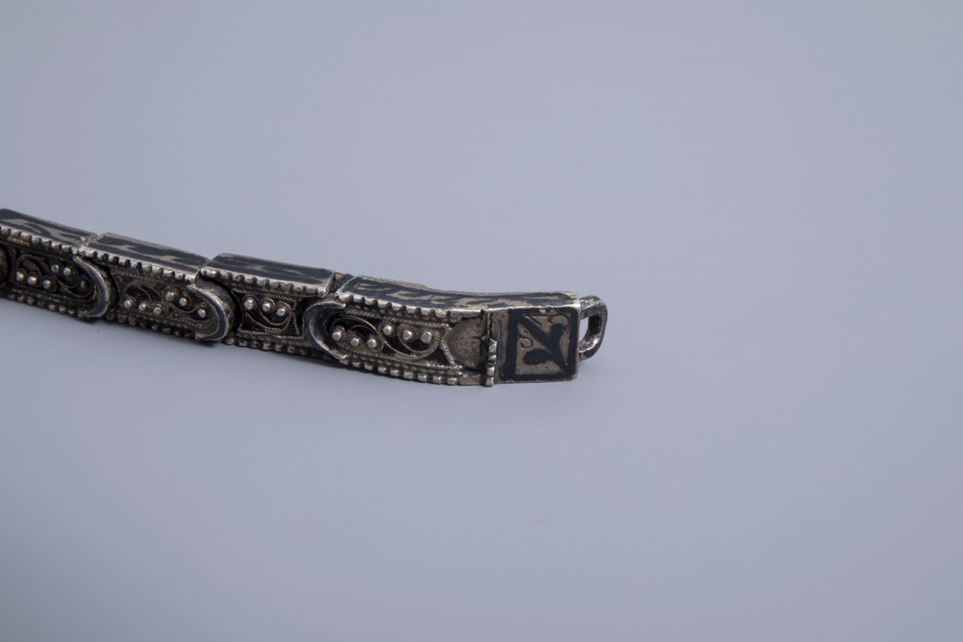 A Russian silver marriage belt, 84 zolotnik, Caucasus, first half of the 20th C. - Image 7 of 10