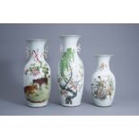 Three various Chinese famille rose vases, 19th/20th C.