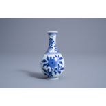 A Chinese blue and white vase with floral design, Kangxi