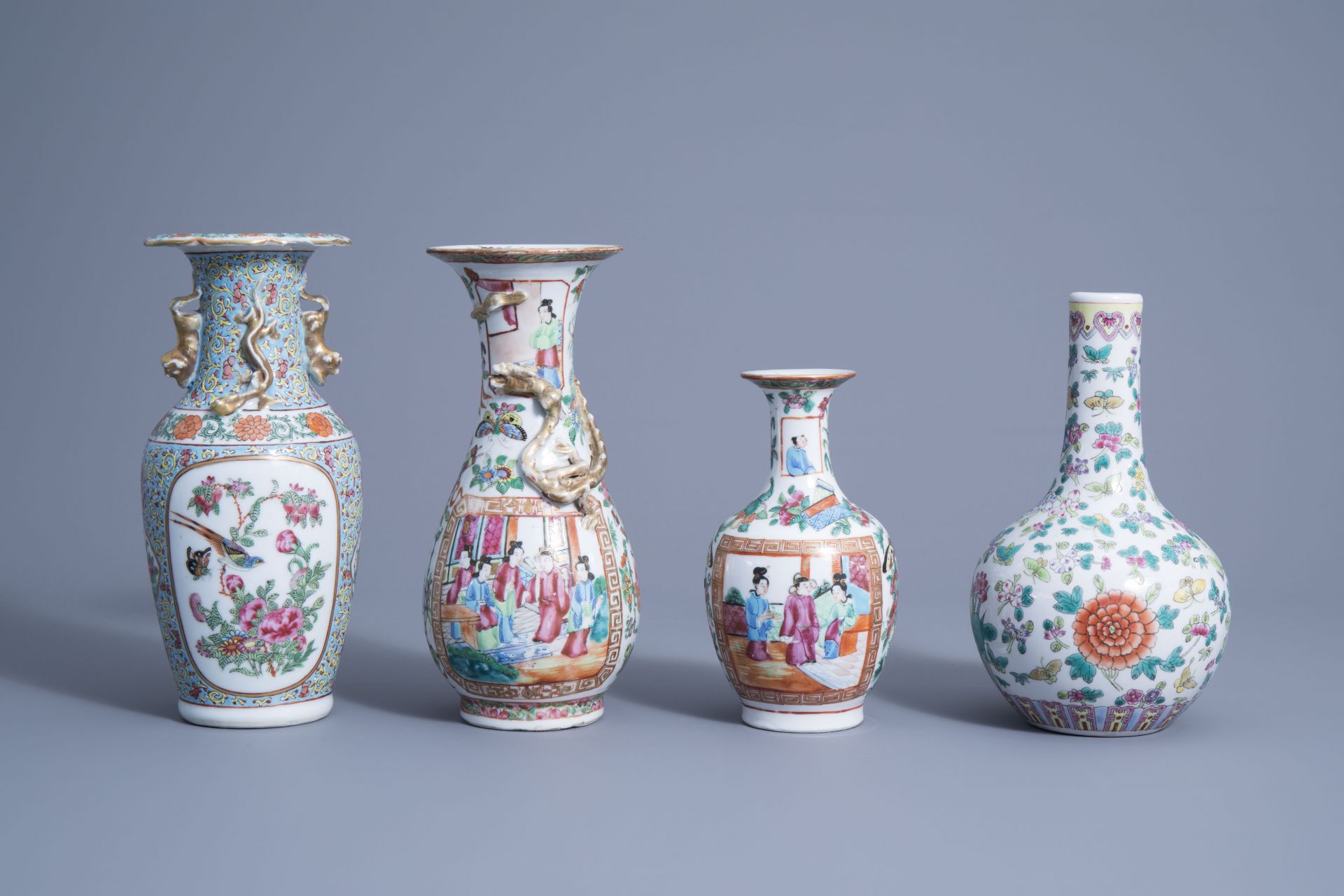 A varied collection of Chinese Nanking crackle glazed and Canton famille rose porcelain, 19th/20th C - Image 2 of 6