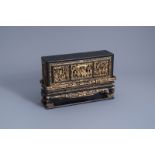 A Chinese Straits or Peranakan market gilt and lacquered wood 'chanab' altar box, 19th C.