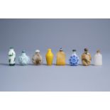 Eight various Chinese glass snuff bottles, 19th/20th C.