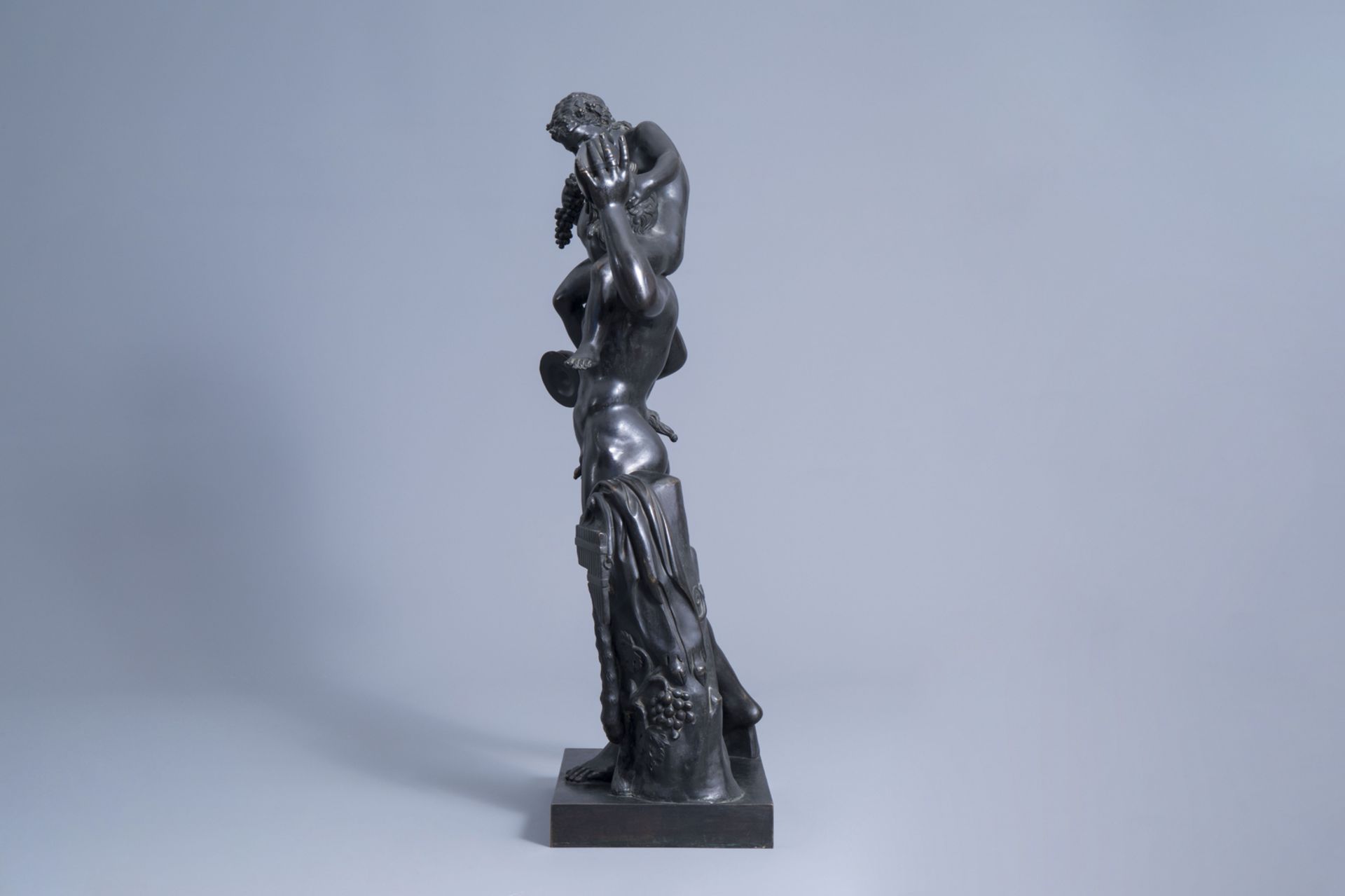 Sabatino de Angelis (1838-?): Young Bacchus and a faun making merry, patinated bronze, dated 1907 - Image 5 of 8