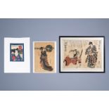 Three various Japanese Ukiyo-e woodblock prints, 19th/20th C.