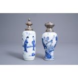 Two various Chinese blue and white silver mounted vases, Kangxi