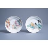 Two Chinese polychrome plates with birds among blossoming branches, Republic