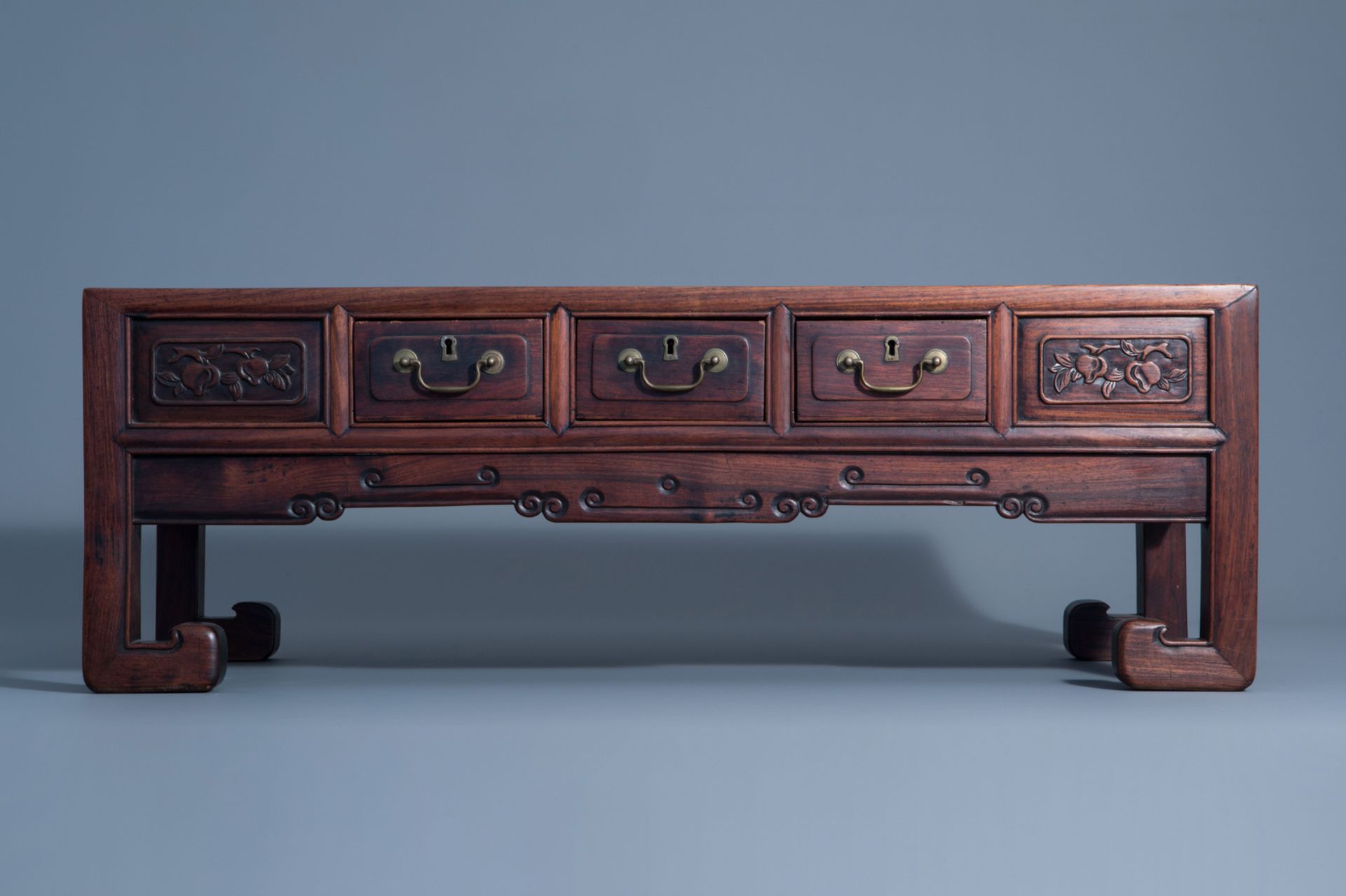 Two Chinese rectangular carved wooden tables, 19th/20th C. - Image 8 of 13
