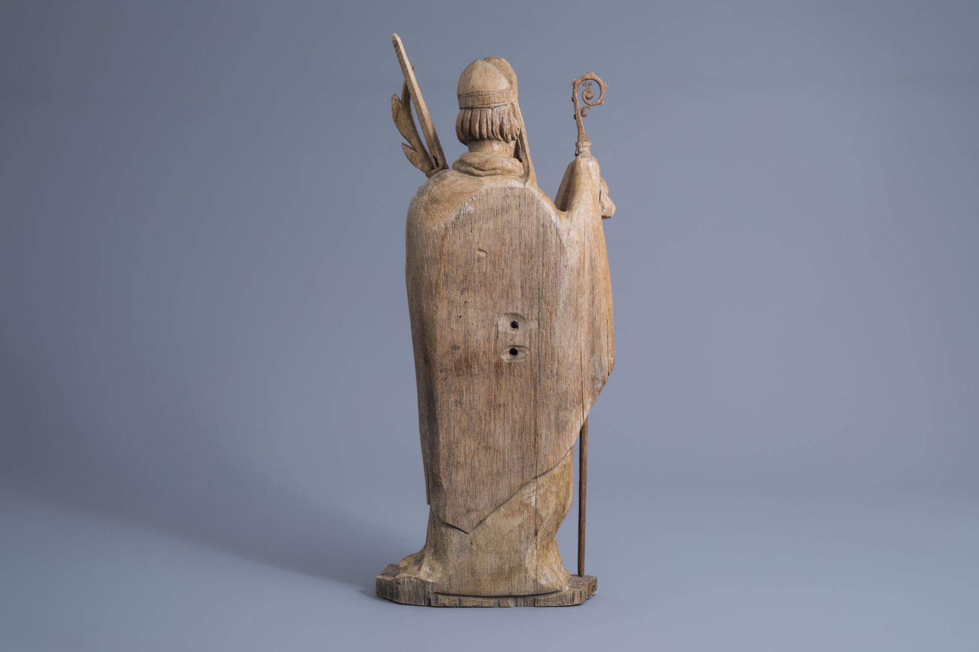 A carved wooden figure of Saint Lambert, Southern Netherlands, Flanders, 16th C. - Image 4 of 8