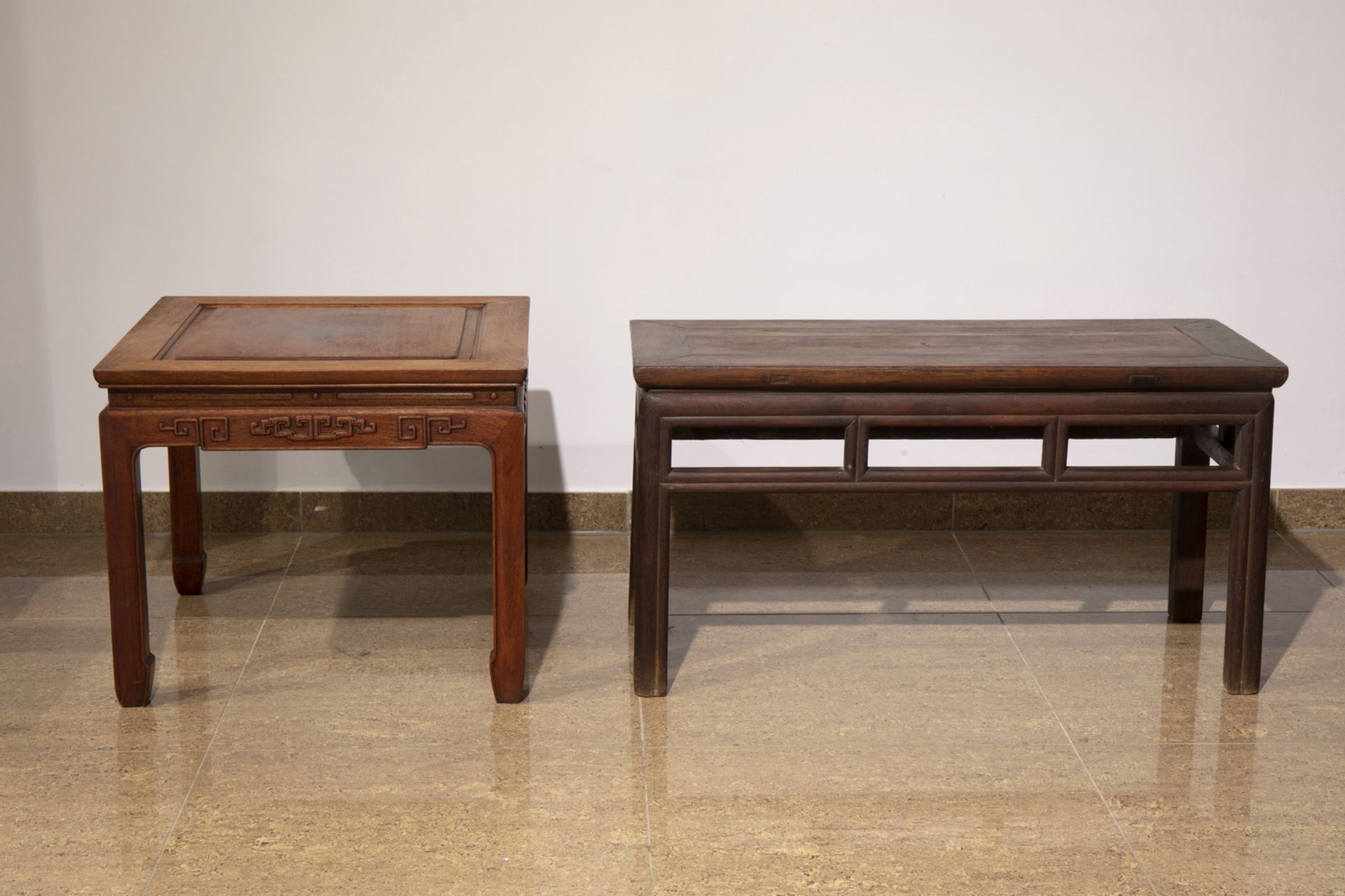 Two Chinese wooden side tables, 19th/20th C. - Image 4 of 7