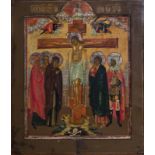 A Russian icon, 'The crucifixion of Christ', 19th C.