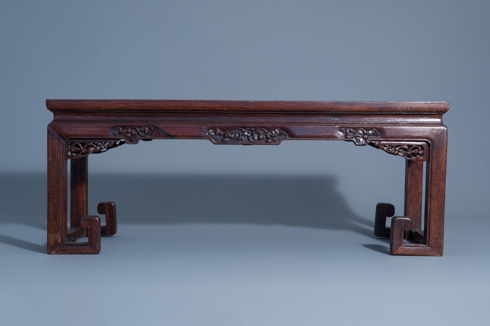 Two Chinese rectangular carved wooden tables, 19th/20th C. - Image 3 of 13